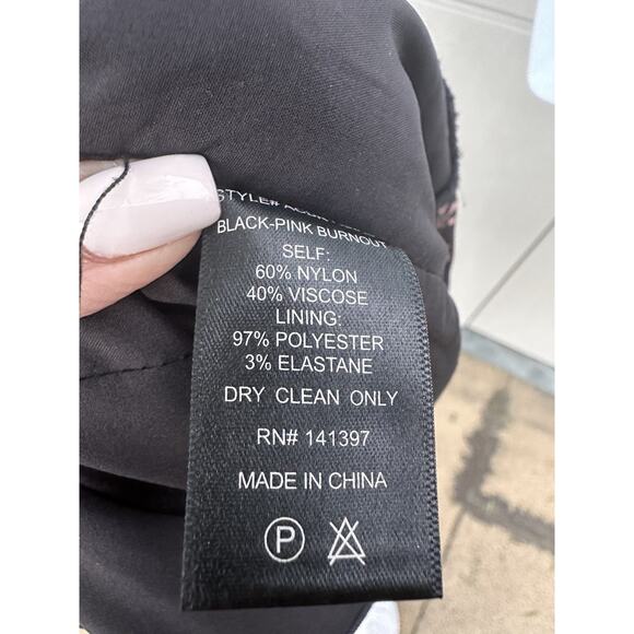 ASTR The Label Dark Floral Puff Sleeves Burntout Velvet Ruched Midi Dress Sz L - Picture 12 of 16